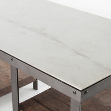 Gunmetal, Weathered Hickory, Polished White Marble