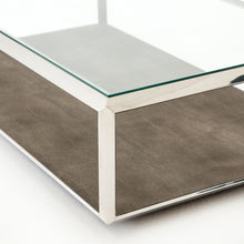 Stainless Steel, Brown Shagreen, Tempered Glass